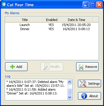Main application form of CYT