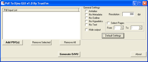 Pdf To Djvu GUI screenshot