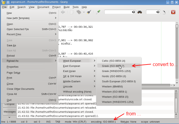 Change subtitle encoding