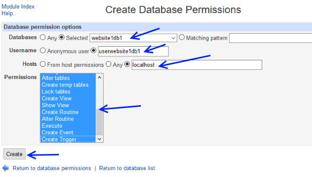 Host permissions. Webmin FTP сервер. MYSQL service file permissions install.