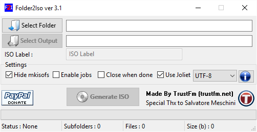Folder2Iso main form