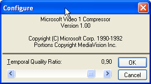 settings for MS Video 1 Video Encoder